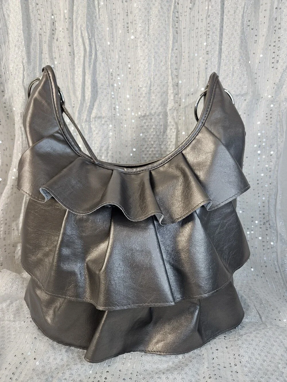 Y2K Style Ruffle Hobo Shoulder Bag NWOT